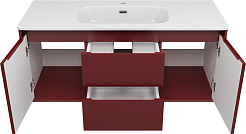 Brevita Тумба с раковиной Wine 120 подвесная бордовая – фотография-3